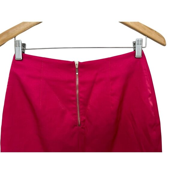 Runaway Fuchsia Mini Skirt With Gold Back Zipper & Front Slit Size 4 - Picture 6 of 8